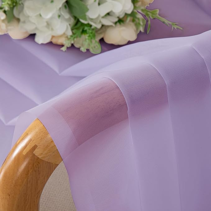 Chyhomenyc Lilac Sheer Curtains 36 inch Length 2 Panels, Light Filtering Voile Rod Pocket Short Window Curtians for Bathroom Living Room Farmhouse Small Windows, 42Wx36L inches