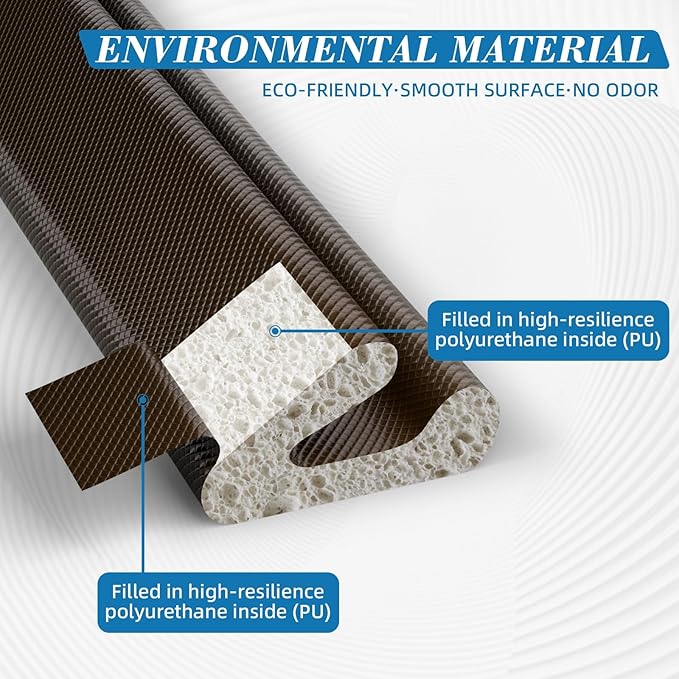 V-Shaped Weather Stripping Door Seal, 52.5FT Draft Stopper for Doors/Windows, Gaps, Dustproof, Soundproof & Thermal Insulating, Noise-Reducing, Light-Blocking Door Gap Filler