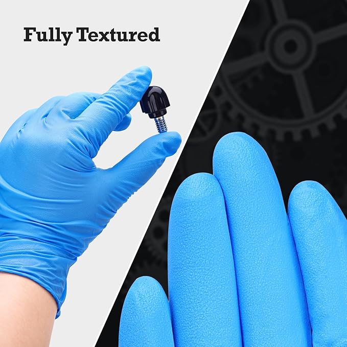 TitanFlex Heavy-Duty Blue Nitrile Gloves, 6-mil, Fully Textured, Mechanic Disposable Gloves, Powder-Free, Latex-Free