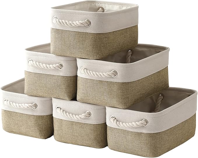 Small Storage Baskets for shelves,Fabric Storage Baskets for closet,rectangular Collapsible baskets for organizing clothes,books,gifts