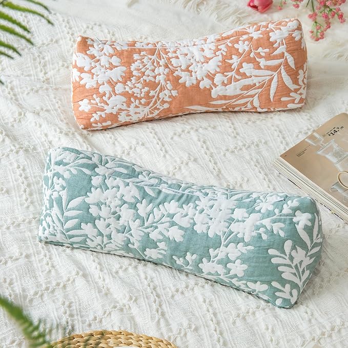 Buckwheat Neck Support Pillow Cervical Neck Cylinder Bolster Pillow,Buckwheat Hulls Adjustable Roll Pillow,Neck Pain Relief for Back and Side Sleepers Round Pillows for Lunch Break Green, 6*15 inch