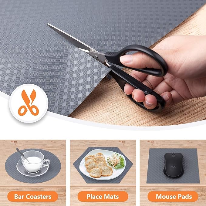 Shelf Liners for Kitchen Cabinets Refrigerator Liners Waterproof & Oil-Proof Kitchen Cupboard Liner Durable Plastic Drawer Mats EVA Material Non Adhesive Fridge Liner for Shelves 35.4 x 236.2 Inches