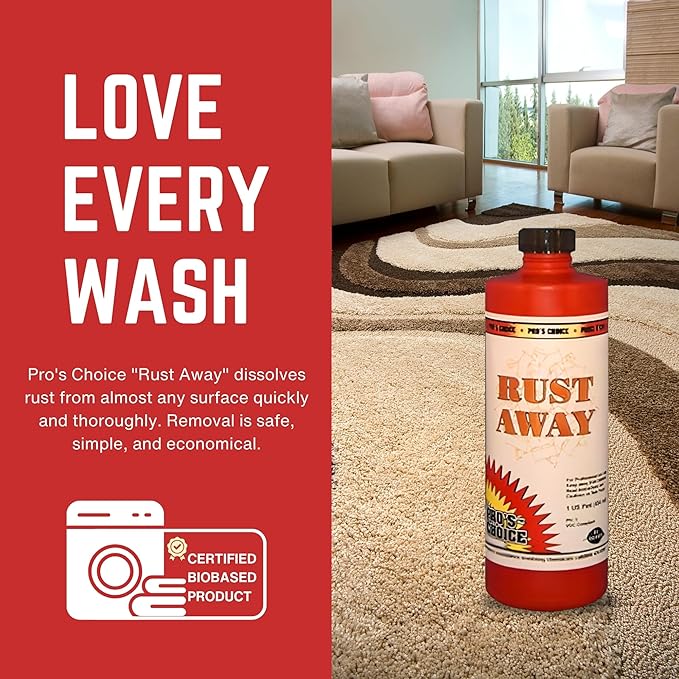 Pro's Choice Rust Away Rust Remover - Powerful Stain Remover & Rust Cleaner - Rust Stain Remover for Carpets, Upholstery, and Surfaces - Bathroom Stain Remover for Multiple Surfaces (16 fl. oz)