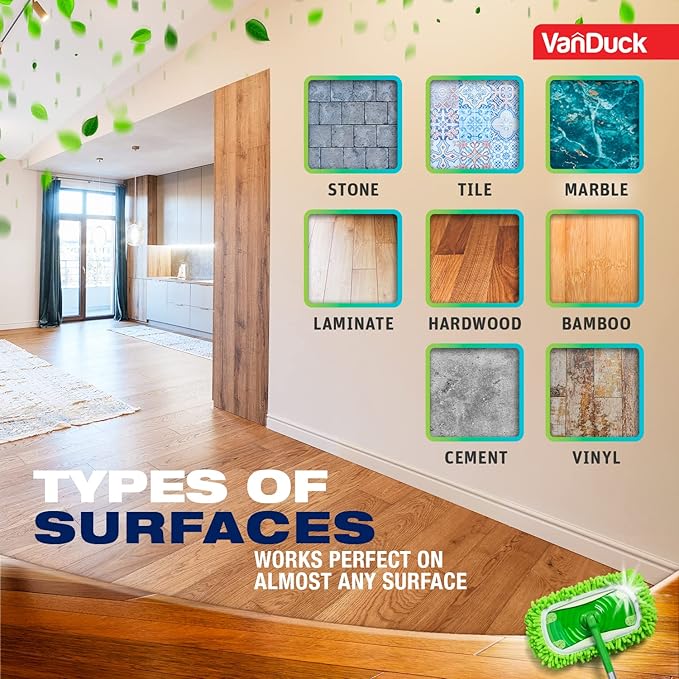 VanDuck Dust Mop Refill Compatible with Swiffer Sweeper (2 Pack) - Microfiber Pet Heavy Duty Dry Cloth Refills - Reusable Mop Pad (Handle is Not Included)