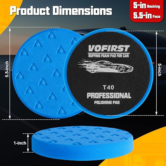 8 Pcs Polishing Pads, Buffing Pads 5.5 Inch 138mm for 5 Inch Backing Plate, High-Density & Reusable Buffing Sponge Pads and Woolen Pads Cutting Polishing Pad Kit for Car Buffer Polisher & Waxing