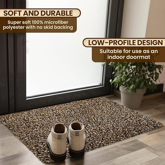 Premium Microfiber Indoor Door Mat – 24"x36" Washable Entry Mat, Non-Slip, Waterproof Backing, Super Absorbent, Low Profile Entryway Doormat for Indoor Entrance