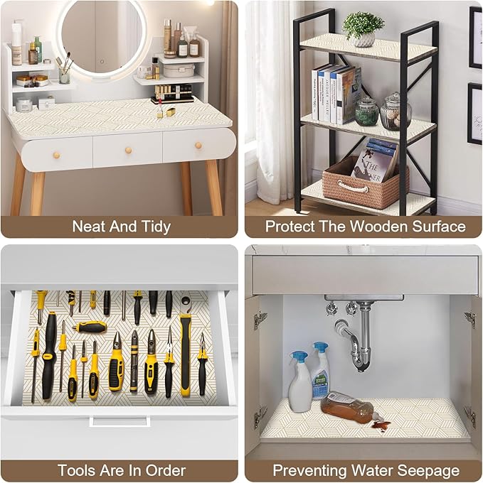 OcePor Non-Adhesive Drawer and Shelf Liner 17.5IN x 20FT, Non-Slip Kitchen Cabinet Liner Non-Adhesive Thick Strong Grip Waterproof Washable 17.5" x 20'