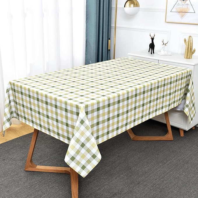 Classic Gingham Tablecloth Fabric - Oblong 58x120 Water Resistant Chequered Pattern Table Cloth for Indoor/Outdoor Use - Tabletop Cover for Birthday, Picnics, Gardens, and Parties