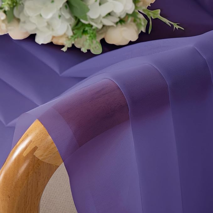 Chyhomenyc Sheer Curtains 36 inch Length 2 Panels, Light Filtering Voile Rod Pocket Short Window Sheer Curtians for Bathroom Living Room, 2PCS, Purple