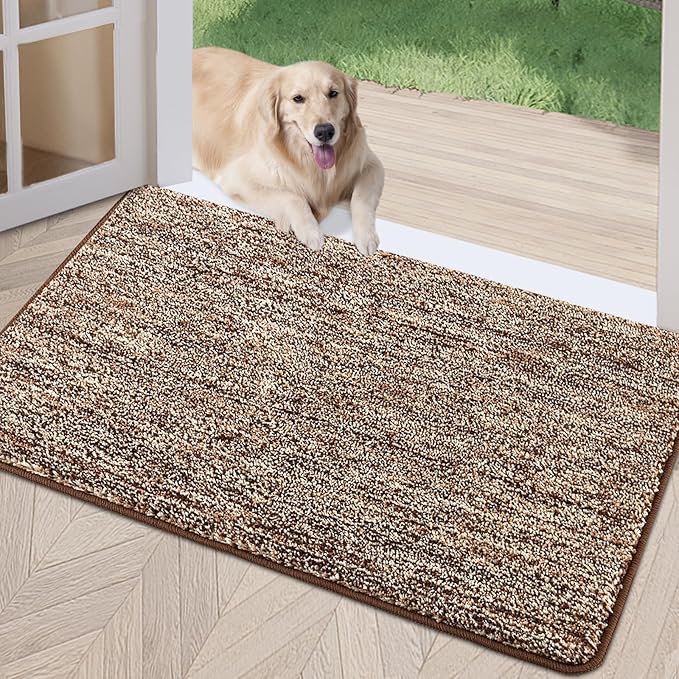 REFETONE Coffee/Brown Doormat, 24'x36', Indoor Non Slip Absorbent Rug for Entryway, Resist Dirt, Machine Washable, Low-Profile, Ideal for High-Traffic Areas, Housewarming Gift
