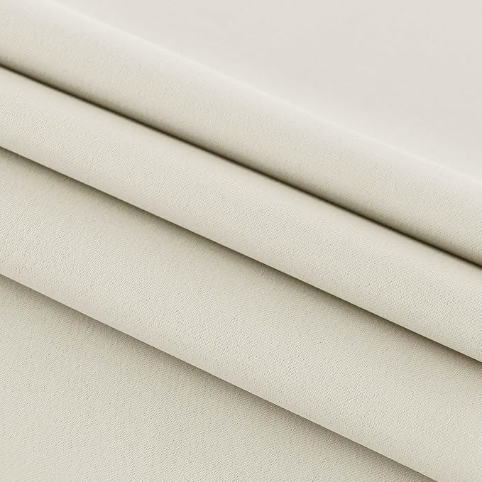 DWCN French Door Curtains – Rod Pocket Thermal Blackout Curtain for Doors with Glass Window, Kitchen and Patio Doors for Privacy, 36 X 72 Inches Long, 1 Curtain Panel with Tieback,Light Beige