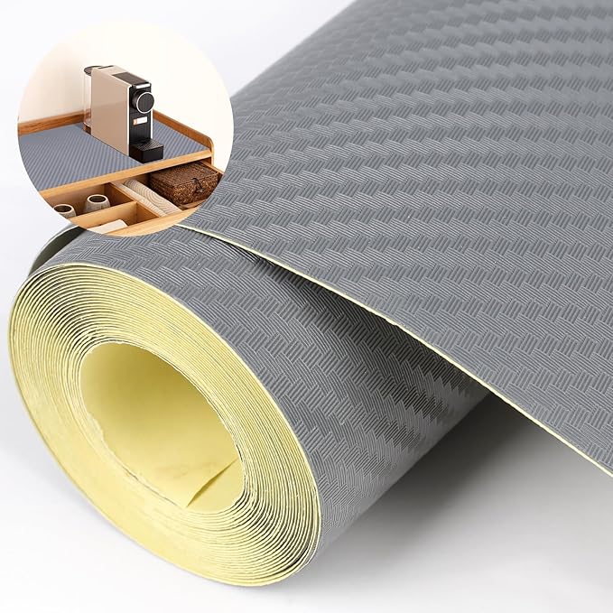 Self-Adhesive Shelf Liner Kitchen Liner, Waterproof Backed Paper Easy Peel and Stick Contact Liner Without Residue for Decor Your Desk Surface, Kitchen Countertops (Silver, 23.6 x 236.2 inches)