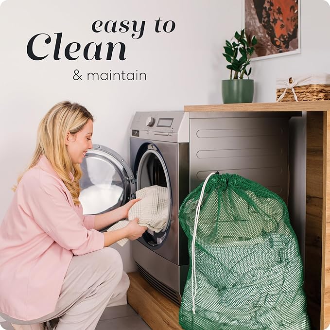 Handy Laundry Mesh XL Laundry Bags - Durable, Machine Washable with Secure Drawstring Closure - Perfect for College Dorms, Laundromats, Apartments (Green, Large 24" x 36", 2-Pack)