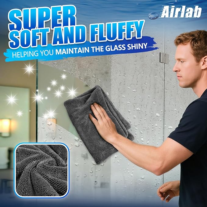 Airlab Car Drying Towel Microfiber Towels for Cars 1200 GSM Wash Auto Detailing Supplies Twist Pile Cleaning Cloth Absorbent Quick Dry Soft Loop Dry Flash Towel, 24 x 16 Inch, Pack of 1, Grey