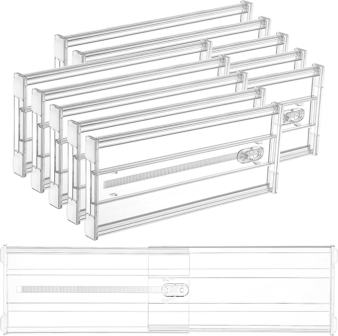 Vtopmart 10 Pack 6" Tall Upgrade Drawer Dividers for Big and Deep Drawer, 12.8"-22.3" Adjustable Expandable Dresser Drawer Organizer, Clear Plastic Separators for Dresser, Baby Supplies, Kitchenware