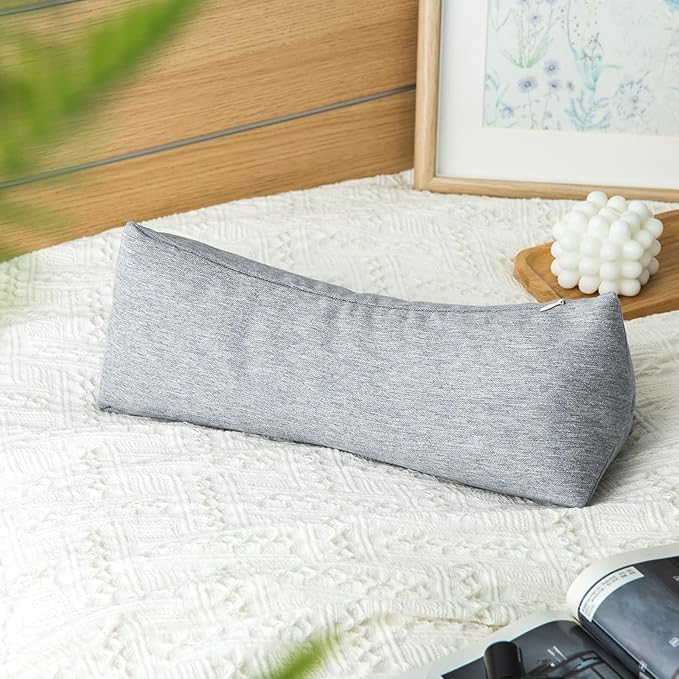 Buckwheat Neck Support Pillow Cervical Neck Cylinder Bolster Pillow,Buckwheat Hulls Adjustable Roll Pillow,Neck Pain Relief for Back and Side Sleepers Round Pillows for Lunch Break Grey, 6*15 inch