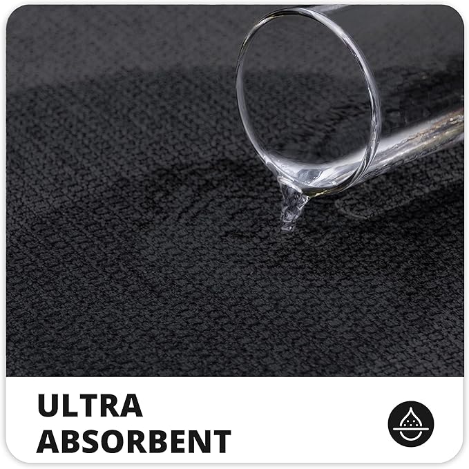 Bath Mat,Ultra Thin Bathroom Rugs,Rubber Bath Mats for Bathroom,No Slip Bath Rugs,Quick Dry,Machine Washable,Low Pile,Absorbent,Shower Outside,Sink,Home Decor Accessories.Black,1'5"x2'3"(17x27inch)