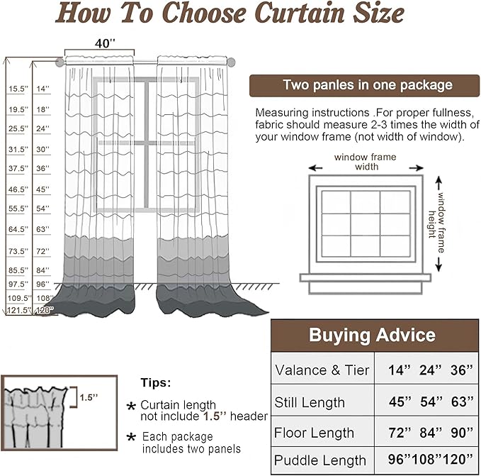 Chyhomenyc Ivory Sheer Curtains 84 Inches Long 2 Panels Set, Light Filtering Cream Voile Window Drapes for Bedroom Living Room, 42Wx84L Inch, Ivory, Set of 2