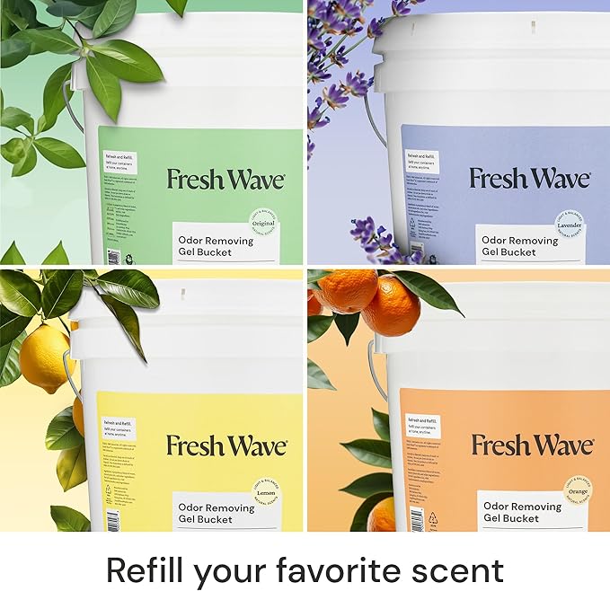 Fresh Wave Odor Removing Gel Bucket, 15.5 lb. (248 oz.) | Lemon Scent Refill | Odor Absorbers for Home | Safer Odor Relief | Natural Plant-Based Odor Eliminator | For Cooking, Trash & Pets