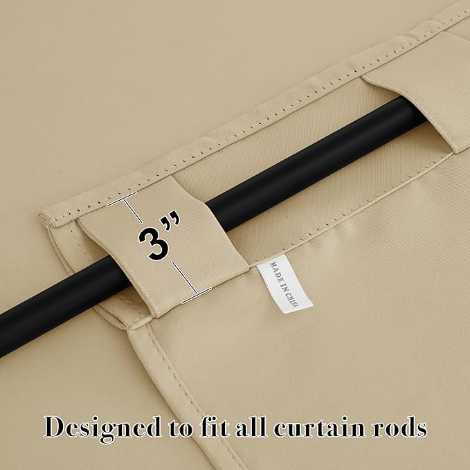 RYB HOME Kitchen Window Curtains - Blackout Privacy Half Window Curtains for Bedroom Bathroom Dining Living Room Cafe Office Short Tiers Drapes, W 34 x L 36 inches, 2 Panels, Biscotti Beige
