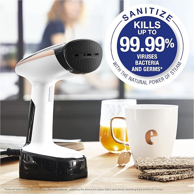 Rowenta, Steamer for Clothes, Access Steam Handheld Steamer, 15 Second Heatup, 4 Ounce Capacity, 1150 Watts, Portable, Ironing, Travel Must Have, White Clothes Steamer, DR3030