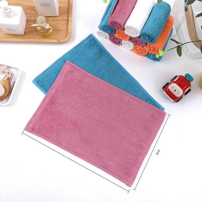 JEFFSUN Dish Cloths 12 Pack, 10x14 inch Small Kitchen Washcloths, Lint Free Fast Dry Reusable Cleaning Cloth, Ultra Soft & Scratch Free Terry Dish Rag, Easy to Rinse Multicolor Dishcloths
