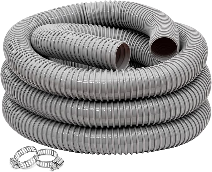 Dust Collection Hose 2.5 in × 5 ft Heavy Duty Flexible PVC Reinforced Thicken Helix Suction Discharge Corrugated Pipe Hose for Fume Dust Collector Fitting Wood Chip Saw (2.5 inch gray hose)