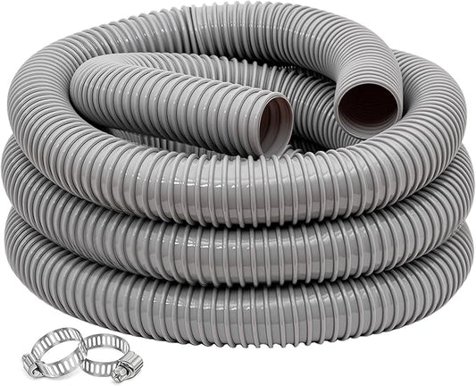Dust Collection Hose 2.5 in × 5 ft Heavy Duty Flexible PVC Reinforced Thicken Helix Suction Discharge Corrugated Pipe Hose for Fume Dust Collector Fitting Wood Chip Saw (2.5 inch gray hose)