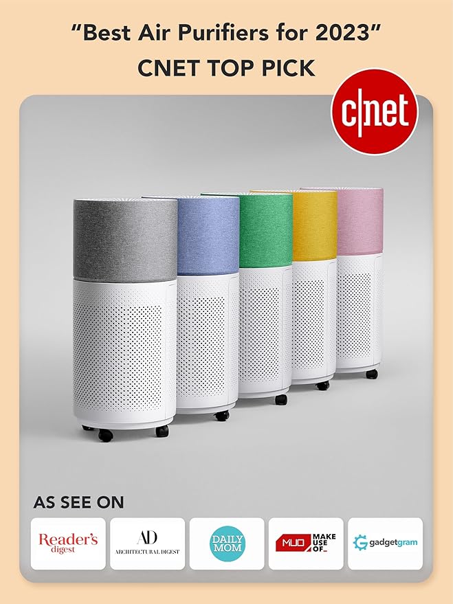 CleanForce Rainbow H13 True HEPA Air Purifier for Home Large Room, Bedroom, up to 2550sqft, Smart App-Control air Quality Monitor, Filters dust Pollen Smoke Odor VOCs