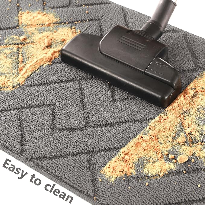 hicorfe Indoor Doormat,Front Back Door Mat Rubber Backing Non Slip Door Mats 20"x59" Absorbent Resist Dirt Entrance Doormat Inside Floor Mats Entryway Washable Low-Profile for Patio,Garden（Grey）