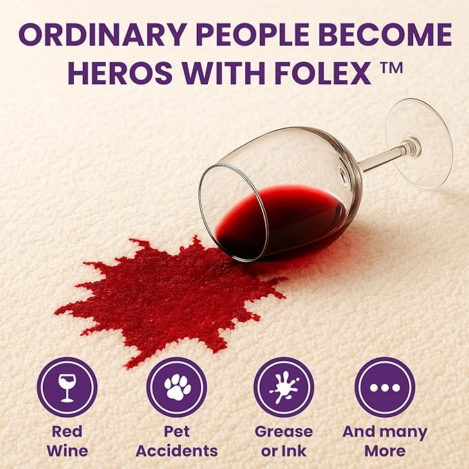 FOLEX Instant Carpet Spot Remover 128 oz - Powerful Stain Remover for Carpets, Upholstery & Rugs - Eliminates Pet Stains, Grease, Red Wine, Food, Makeup & More - With Reusable Cleaning Cloth - 1 Pack