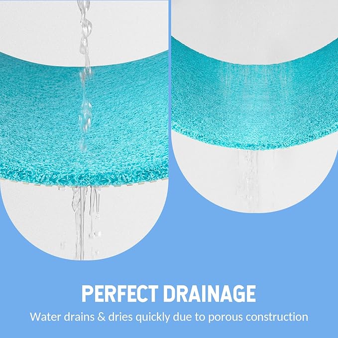 Non-Slip Bathtub Mat, Anti Slip Shower Mat, Fast Drying Bathtub Mats, Foot Scrubber Mat, Anti Slip Mat for Tub, Floor, Bathroom, Kitchen, Home, Hotel (Turquoise Blue 40"×16")