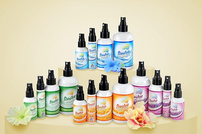 Flushie Lavender Pre-Toilet Spray - Travel Size Toiletries 1oz 3pack Spray for Toilet Deodorizer & Odor Eliminator