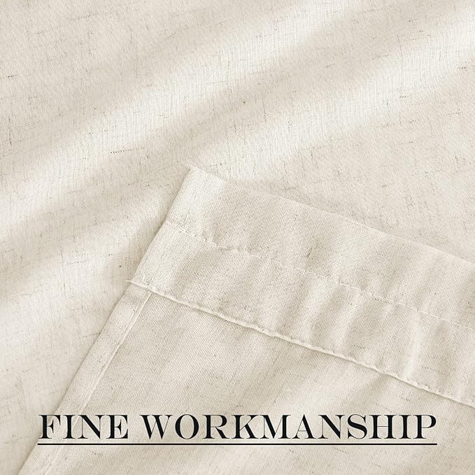 NICETOWN Natural French Door Curtain Farmhouse Style Light Filtering Curtain Panel Rod Pocket Linen Front Door Shade Sidelight Country for Glass, 26" W x 40" L, 1 Panel
