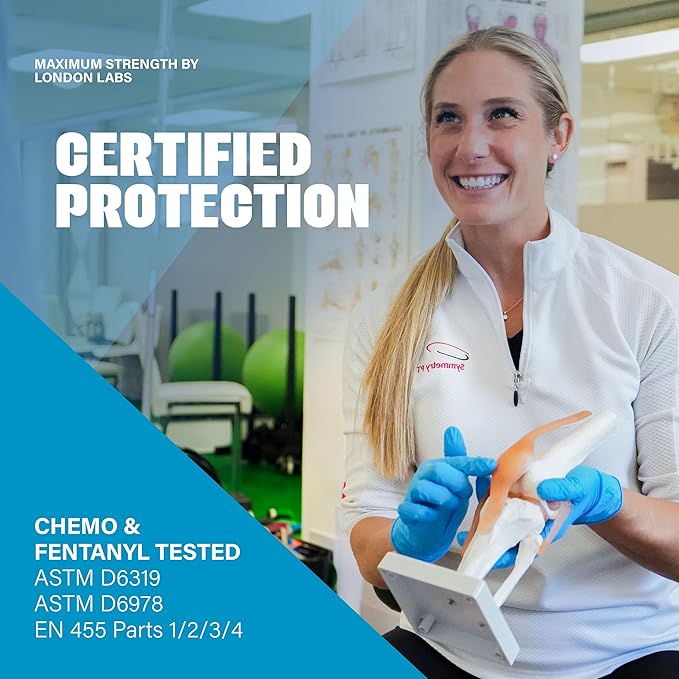 Synsafe 4 Mil - Blue Nitrile Exam Gloves –Disposable Latex Free & Powder Free – Extra Strong, Rubber Gloves