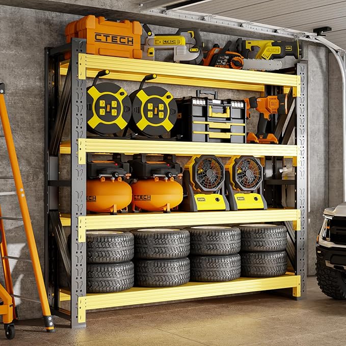 4000LBS Storage Shelves Heavy Duty, 48" W Metal Garage Shelving Units, 4 Tier Adjustable Shelf, Garage Storage Shelves Rack, Industrial Shelving for Warehouse, Basement,48" W x 20" D x 79" H