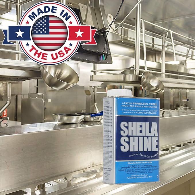 Sheila Shine 1 Quart Can Stainless Steel Cleaner and Polish, Protects Household Kitchen Surfaces, Removes Grease, Fingerprints & Watermarks, Stainless Steel Cleaner for Appliances, Fridge, Oven & Sink