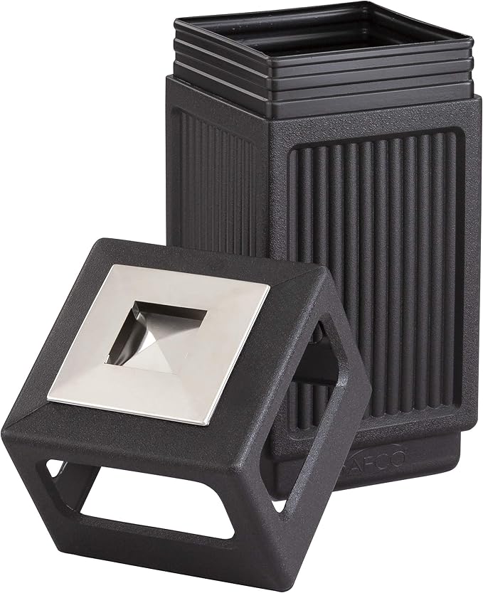 Safco Canmeleon Trash Can, 30 Gallons, Indoor and Outdoor Use, Durable & Weather-Resistant Commercial Garbage Can with Ashtray, Black
