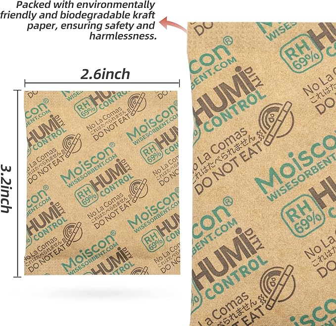 8 Gram 15 Pack 69% Two-Way Humidity Control Packs for Storing 1 oz, Size 8 for Travel Case Resealable Bags, Humidity Pack Moisture Control Packets Individually Wrapped