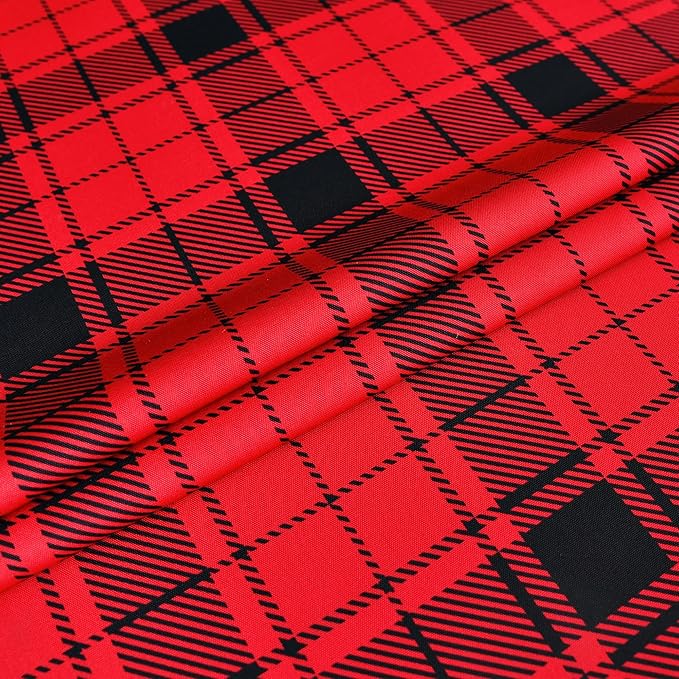 Waterproof Checkered Tablecloth Fabric - Rectangle 58x84 Inch Christmas Plaid Table Cloth for Indoor/Outdoor Use - Xmas Table Cover for Kitchen, BBQs, and Parties
