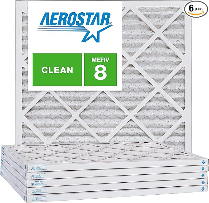 Aerostar 8x8x1 MERV 8, Pleated Air Filter, 8x8x1, Box of 6, Made in the USA
