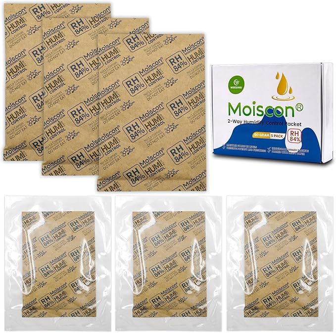 84% Two-Way Humidity Control Packs for Storing 1 lb – Size 60 – 10 Pack – Seasoning Packets Moisture Control Packets Individually Wrapped, Humidifier Packs for Season Wood Humidifier Boxes