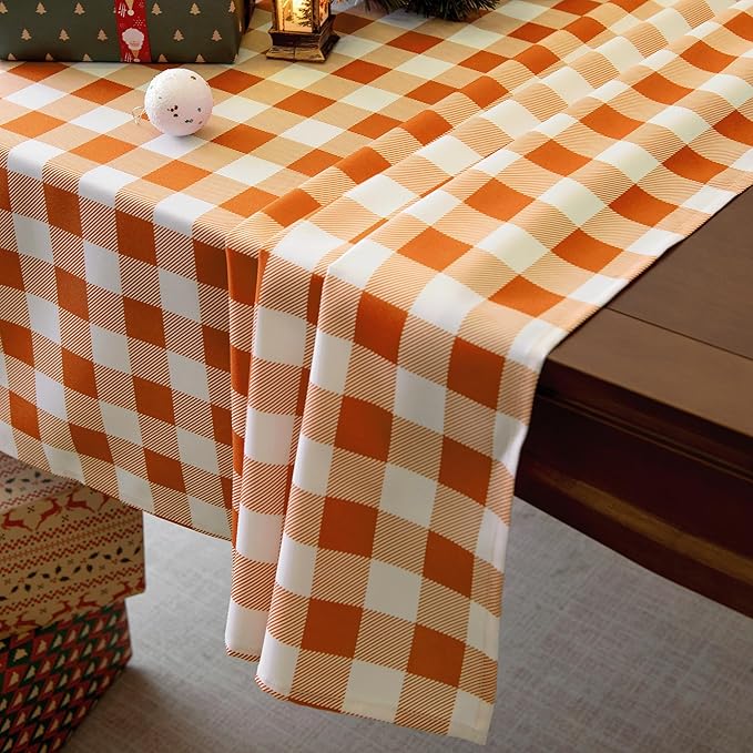 Waterproof Plaid Tablecloth Fabric - Oblong 52x70 Inch Classic Buffalo Tartan Table Cloth for Indoor/Outdoor Use - Washable Tabletop Cover for Dinner, BBQs, and Parties
