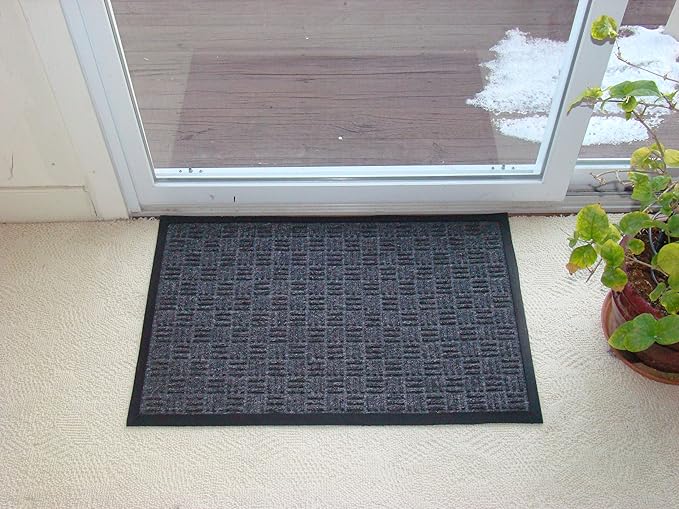 Kempf Water Retainer Entrance Mat, Indoor Outdoor Rubber Rug, Moisture Trapping, Absorbent Mat, 2 by 3-Feet, Black