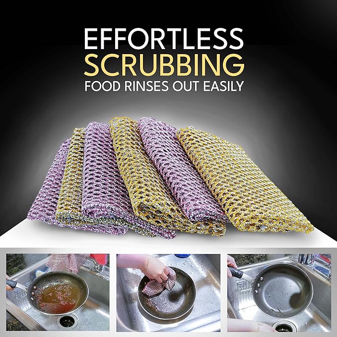 Heavy Duty Dish Scrubbers - Non Scratch Scouring Pads - Odorless and Long Lasting - Replace Sponges for Dish Washing, Scrubbing & Scouring - Kitchen, Floor and Bathroom Usage - Made in Korea (24 Pcs)