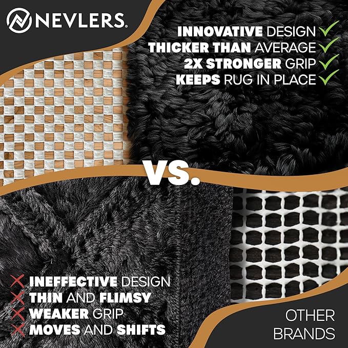 Nevlers 6'x9' White Under Rug Non Slip Pad | PVC Foam Non Slip Rug Pad & Carpet Pad | Customizable Open Weave Anti Slip Rug Grips Design| Anti Skid Rug Gripper for Hardwood Floors & Other Surfaces