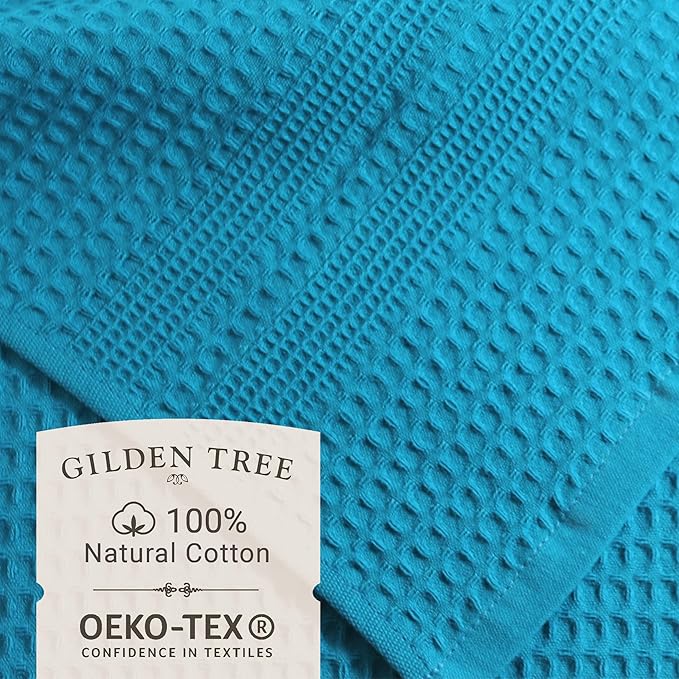 GILDEN TREE Waffle Bath Sheet Large Bath Towels Quick Dry Thin Body Towels, 40x80 Oversized Bath Towels for Adults, 2 Pack Bath Sheet Set, Classic Style (Aqua)