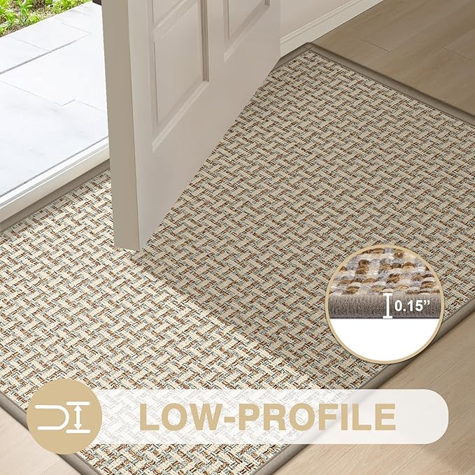 LEKEEPGO Door Mat Indoor Entrance 17"x29", Absorbent Indoor Door Mat, Non Slip Rubber Backing Inside Door Mats, Washable Floor Mat, Low-Profile Doormat for Front Door, Entryway, Entrance, Grey