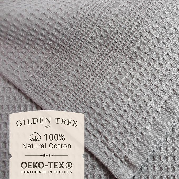 GILDEN TREE Waffle Towel Set Quick Dry Thin | 2 Bath Towels | 2 Hand Towels | 2 Washcloths, Classic Style (Pewter)
