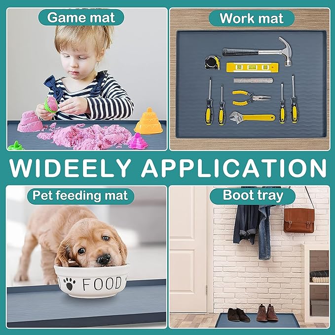 URMONA Waterproof Silicone Under Sink Mat 25'' x 22'' Shelf Liner for Kitchen and Bathroom, Cabinet and Counter Protector, Storage and Organizers, Litter Mat, Pet Cat Puppy Essentials(Cream)